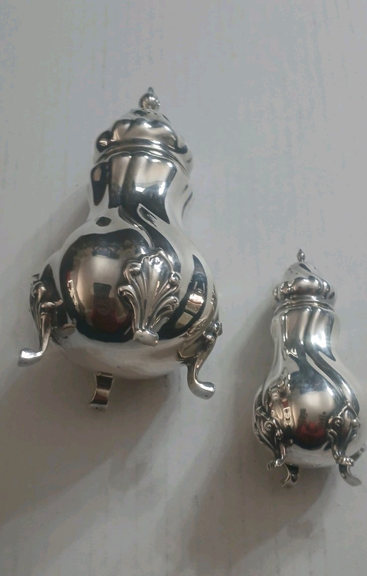 Vintage German 830 Silver Pair of Shakers Signed Deyhle Gebruder