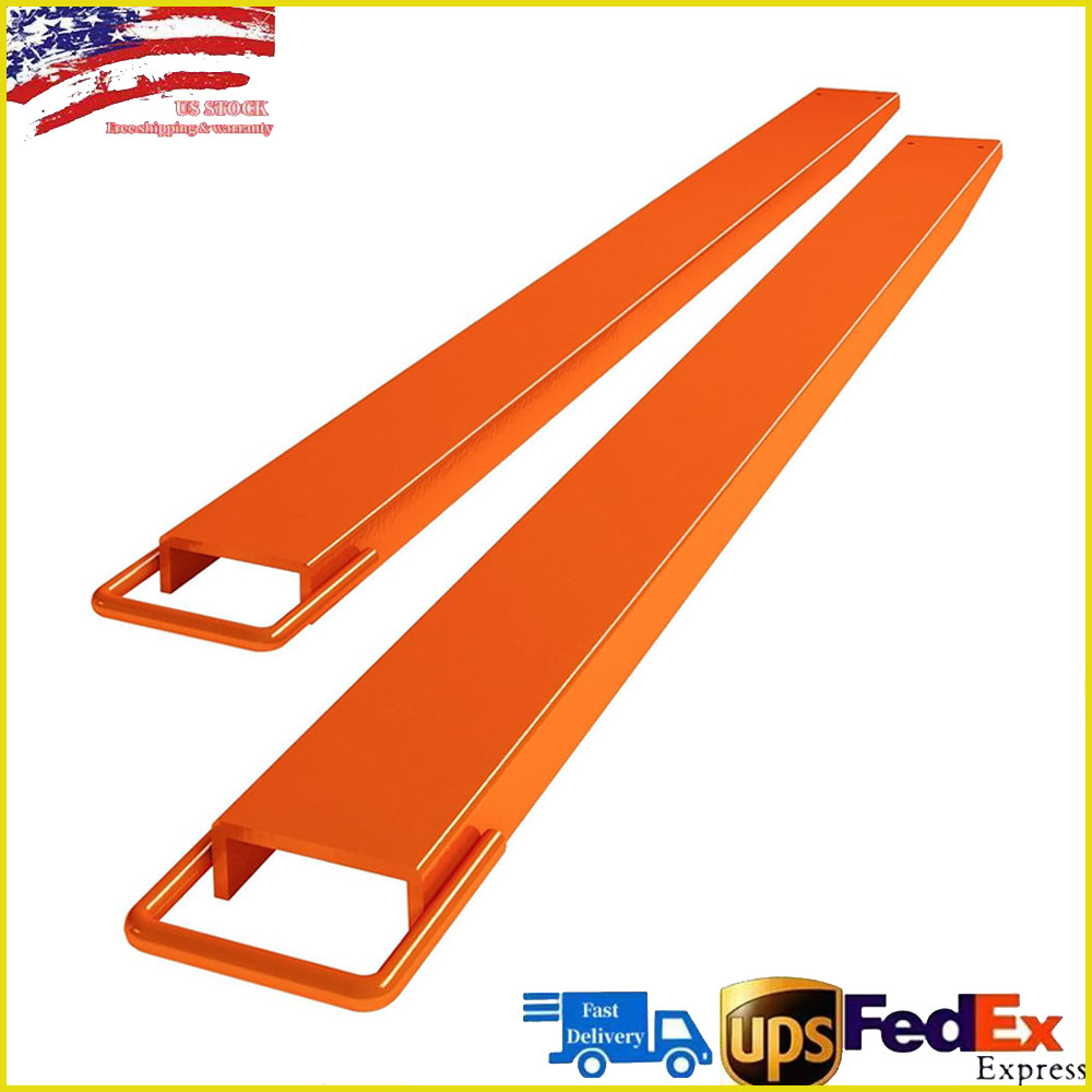 1 Pair Pallet Forklift Extensions 96" Length 4.5" Inner Width Heavy Duty Orange
