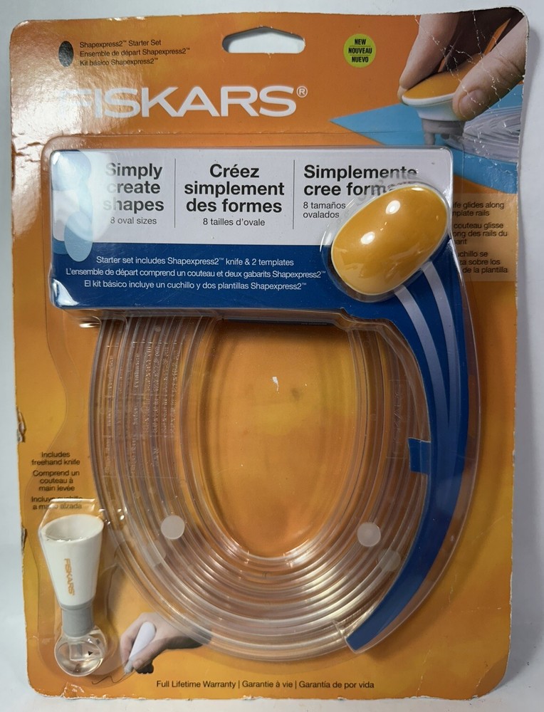Fiskars Shapexpress2 Starter Set Rectangle Oval Templates Trimmer Blade Lot