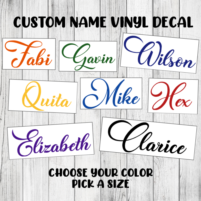 Custom Name Decal Permanent Vinyl Personalized Sticker Fancy Cursive Lettering
