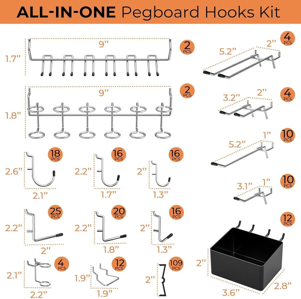 278PCS Pegboard Hook Assortment - Perfect for Tools & Workspace Order