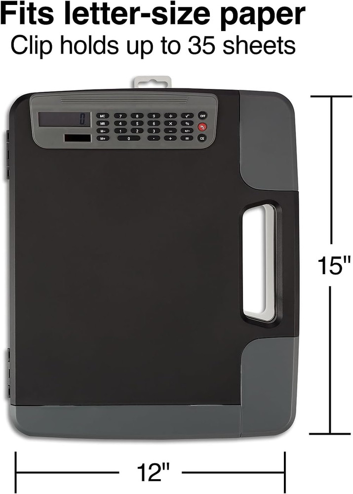 Heavy‑Duty Portable Clipboard with Calculator, Black – Multi‑Function Clipboard