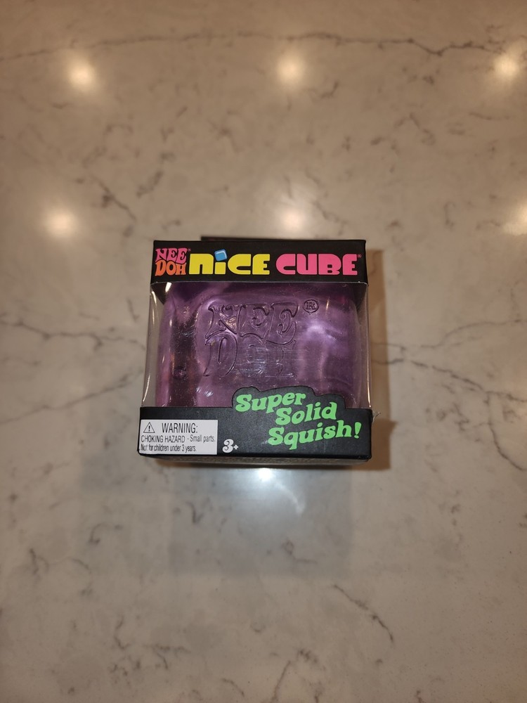 Schylling NeeDoh Nice Cube PURPLE Sensory Squeeze Toy Super Solid Squish Nee Doh