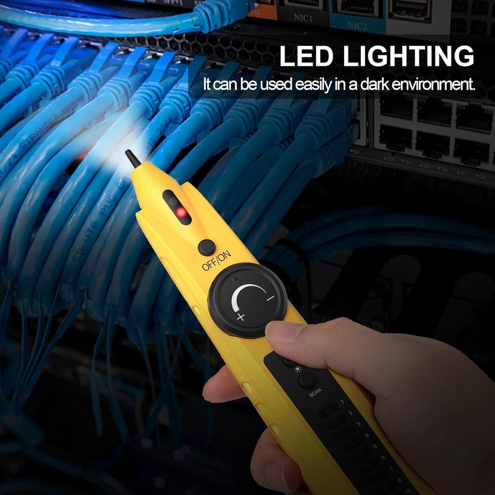 Battery Powered Network Cable Tester with Multi-Function Capabilities - Yellow