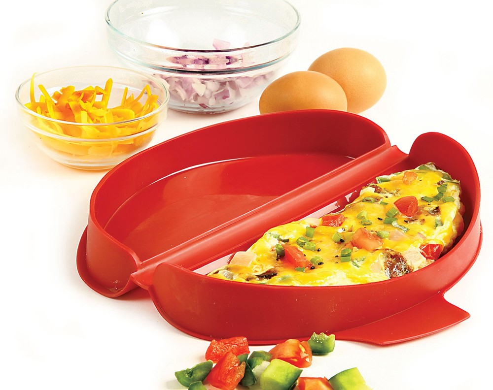 Norpro Silicone Microwave 2 Egg Omelet Maker, Red