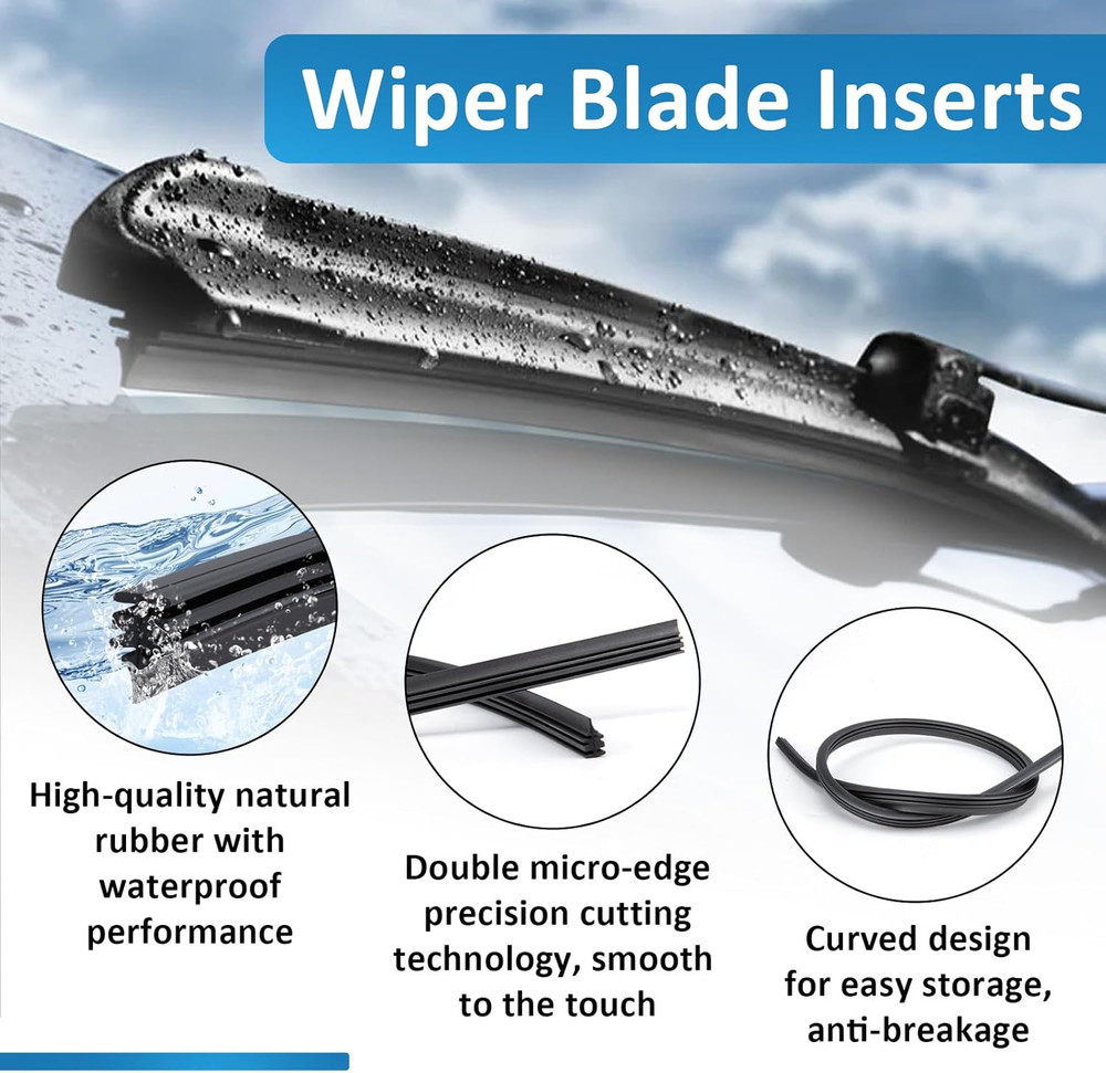4Pcs Wiper Blade Refill, 28 Inch DIY Adjustable Universal Replacement Wiper Blad