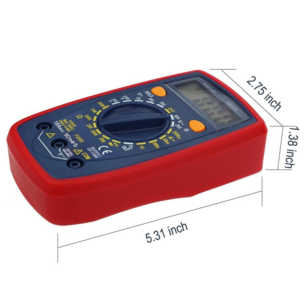 Multimeter Tester 2000 Counts Digital Multimeter w/ DC AC Voltmeter Ohm Volt Amp