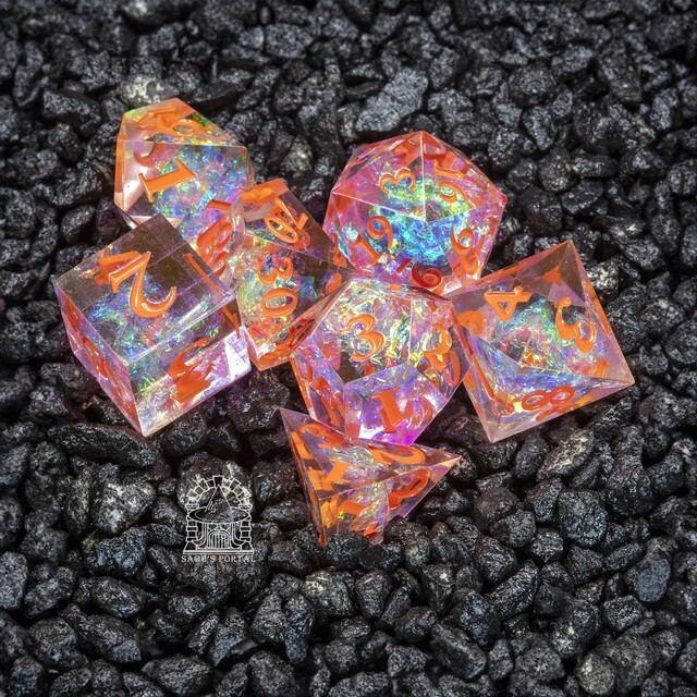 Sage's Crystals - Summer Sharp Edge Resin Polyhedral Dice Set DnD RPG