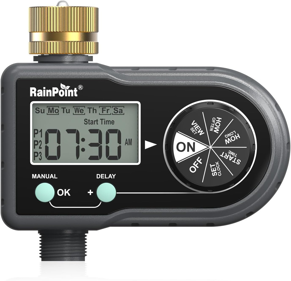 Sprinkler Timer with 3 Individual Programs, Brass Inlet Water Timer for Garden H