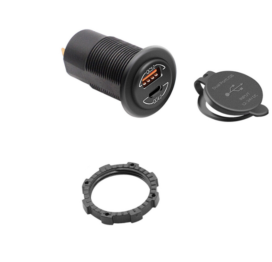 Motorcycle USB Charger Socket PD QC 3.0 Power Outlet Fast Charging Waterproof