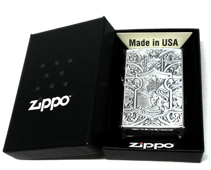 Zippo Cerberus Crest Silver Ibushi Etching Double Sided Processing Lighter Japan