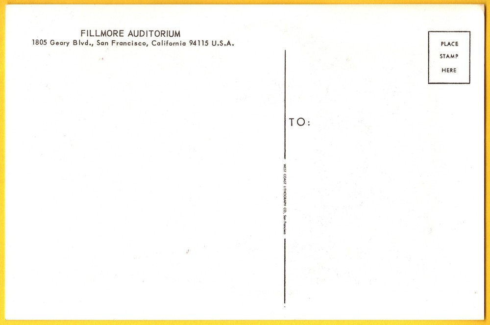 The YardbirdS CountrY Joe BG33 BiLL Graham FiLLmore 1966 PoStcard