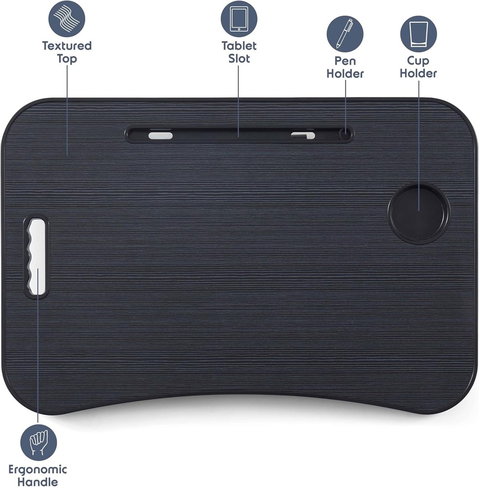 Laptop Bed Tray Table, Adjustable Stand, Portable Lap Large, Black