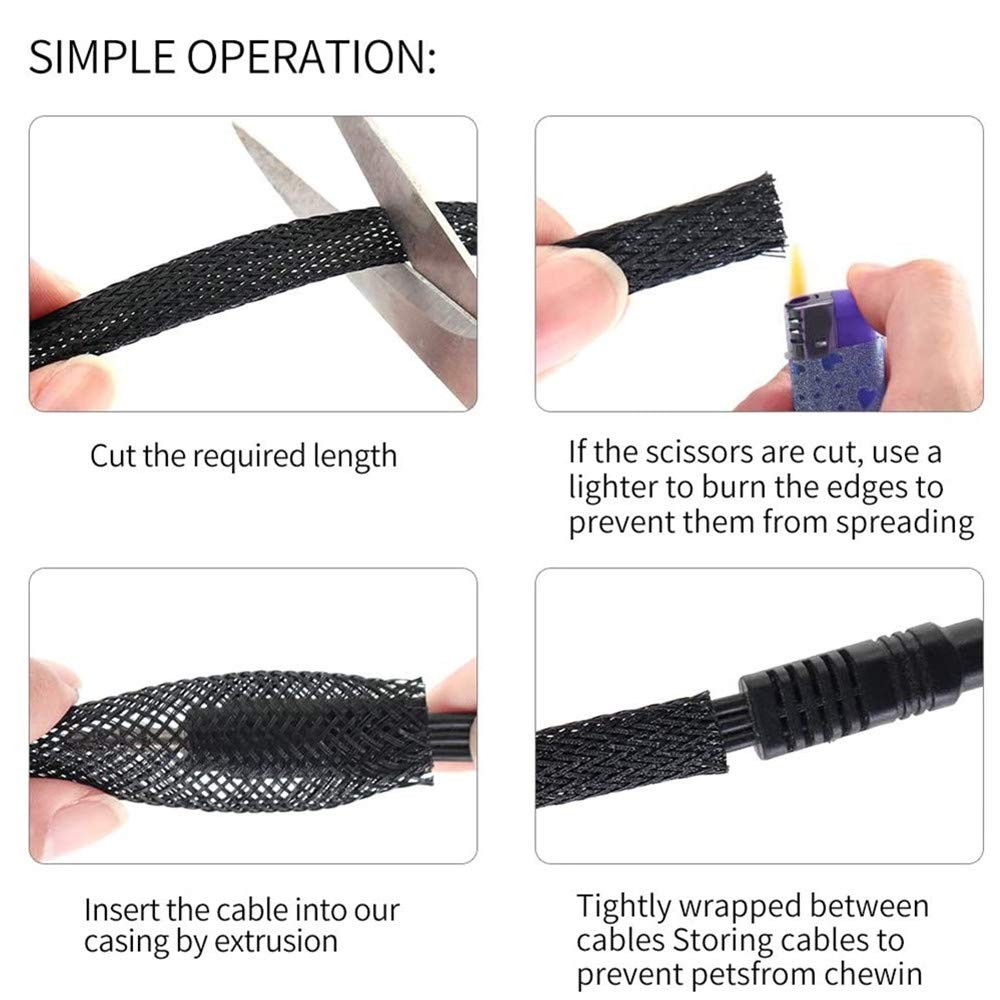 25ft - 1 Inch Cable Management Sleeve Protector,Wire Loom PET Expandable Wire...