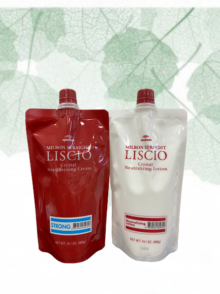 Milbon Liscio Crystal Straighteners Cream STRONG Set 14.1 oz For Resistant Hair