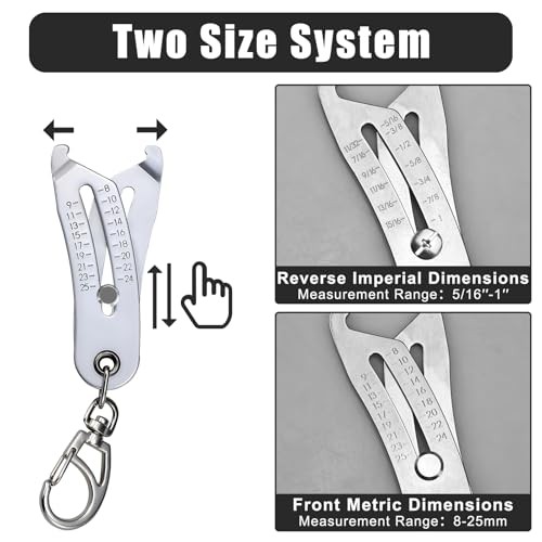 5PC Precision Thread Checker Keychain Set, Bolt Size Finder Tool with Mini