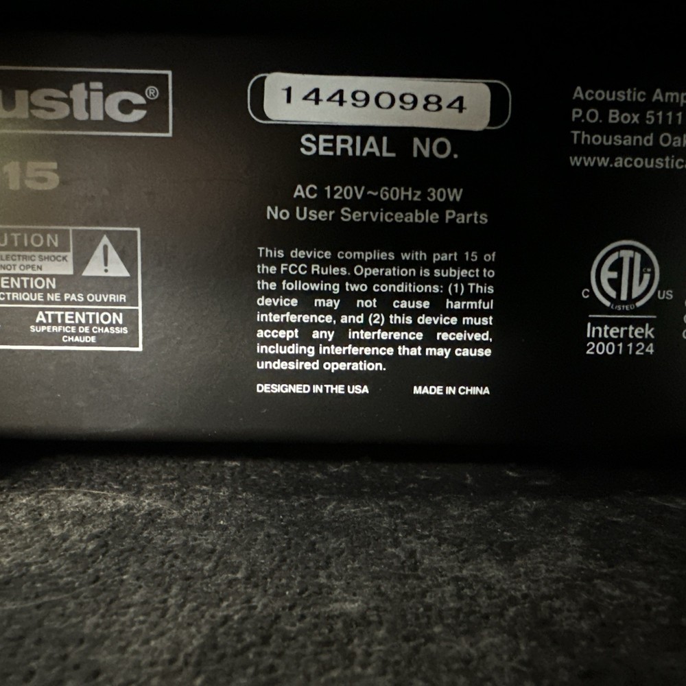 Acoustic B15 Guitar Amplifier