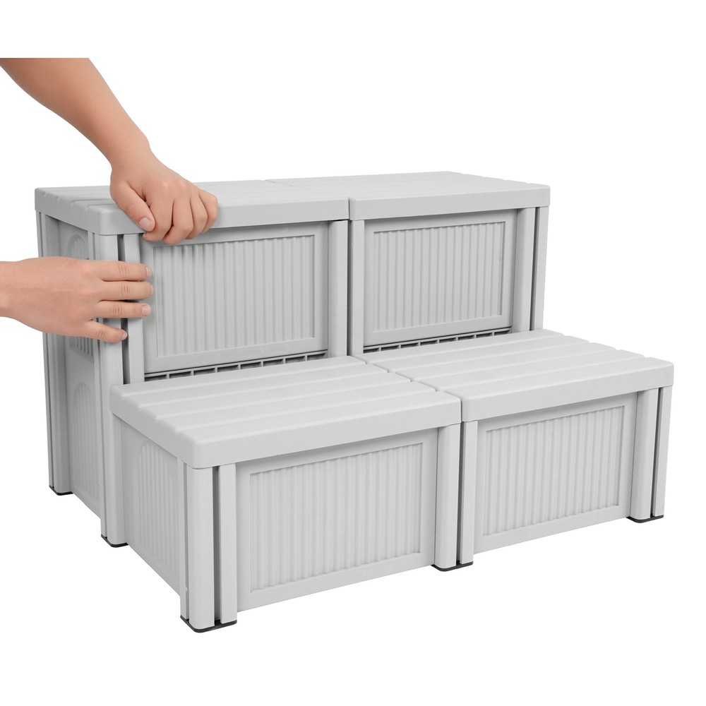 200LBS Spa Hot Tub Step Stool W/Storage Non-Slip Surface Multi Purpose Stairs