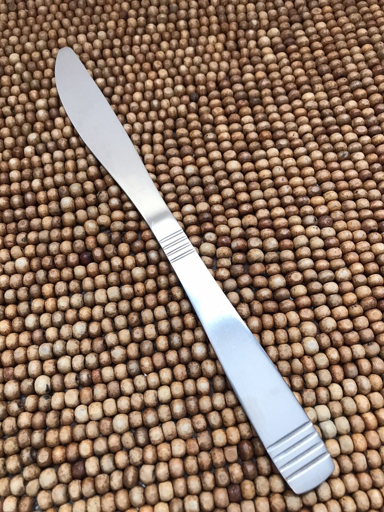 Gibson Stainless Glossy PALMORE Vertical Lines Flat Tip DINNER KNIFE 8.5” EUC