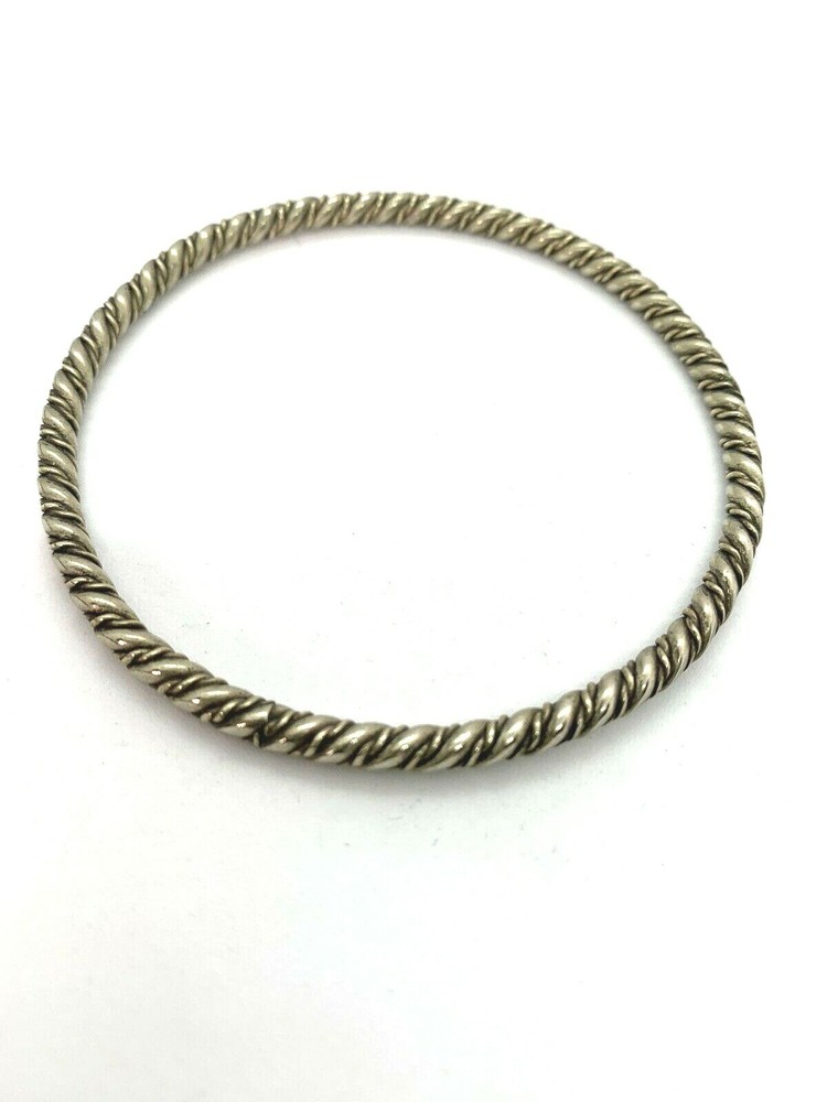 Silver Bangle Bracelet Twisted Design 2.5 inches ID