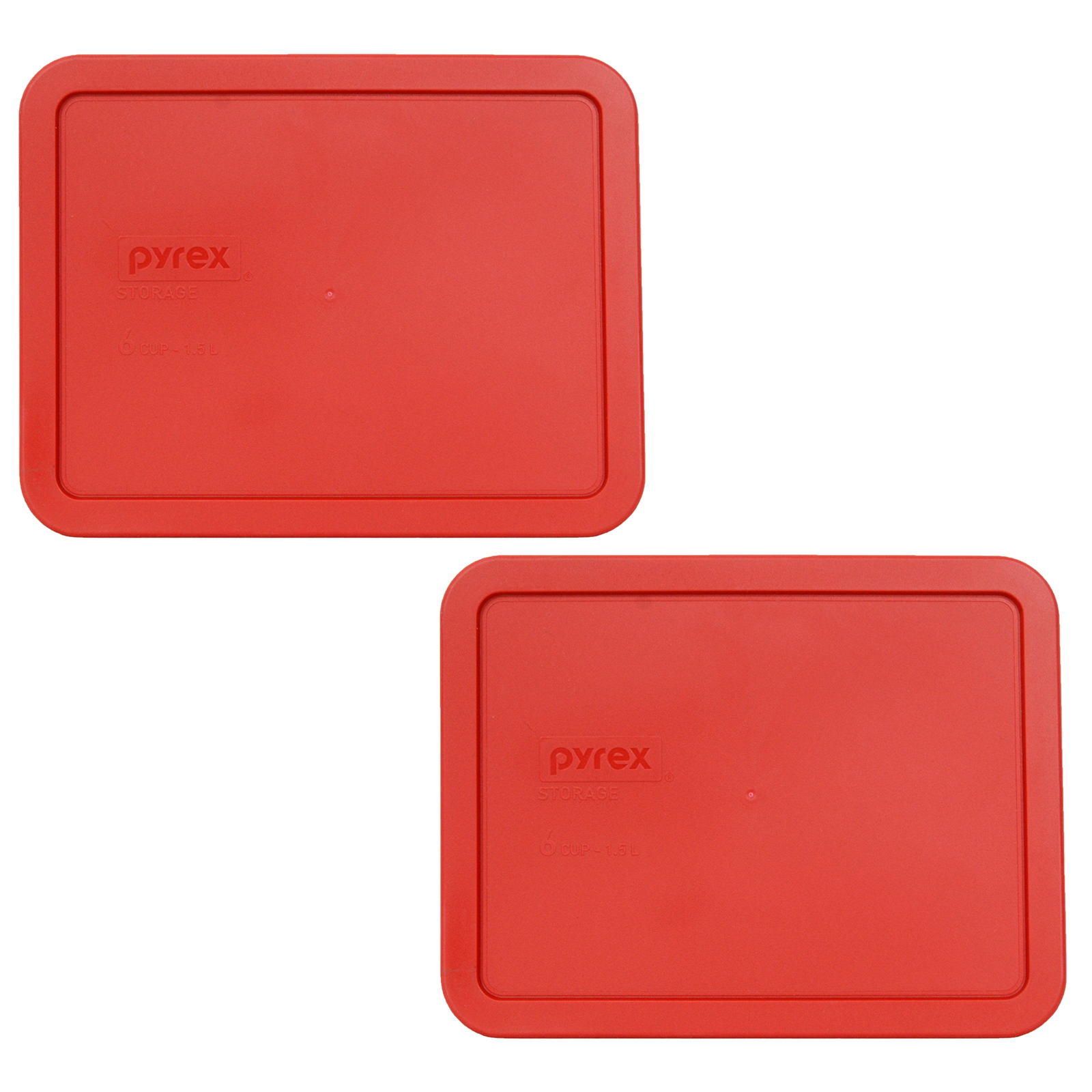 Pyrex 7211-PC Poppy Red Rectangle Plastic Storage Replacement Lid Cover (2-Pack)