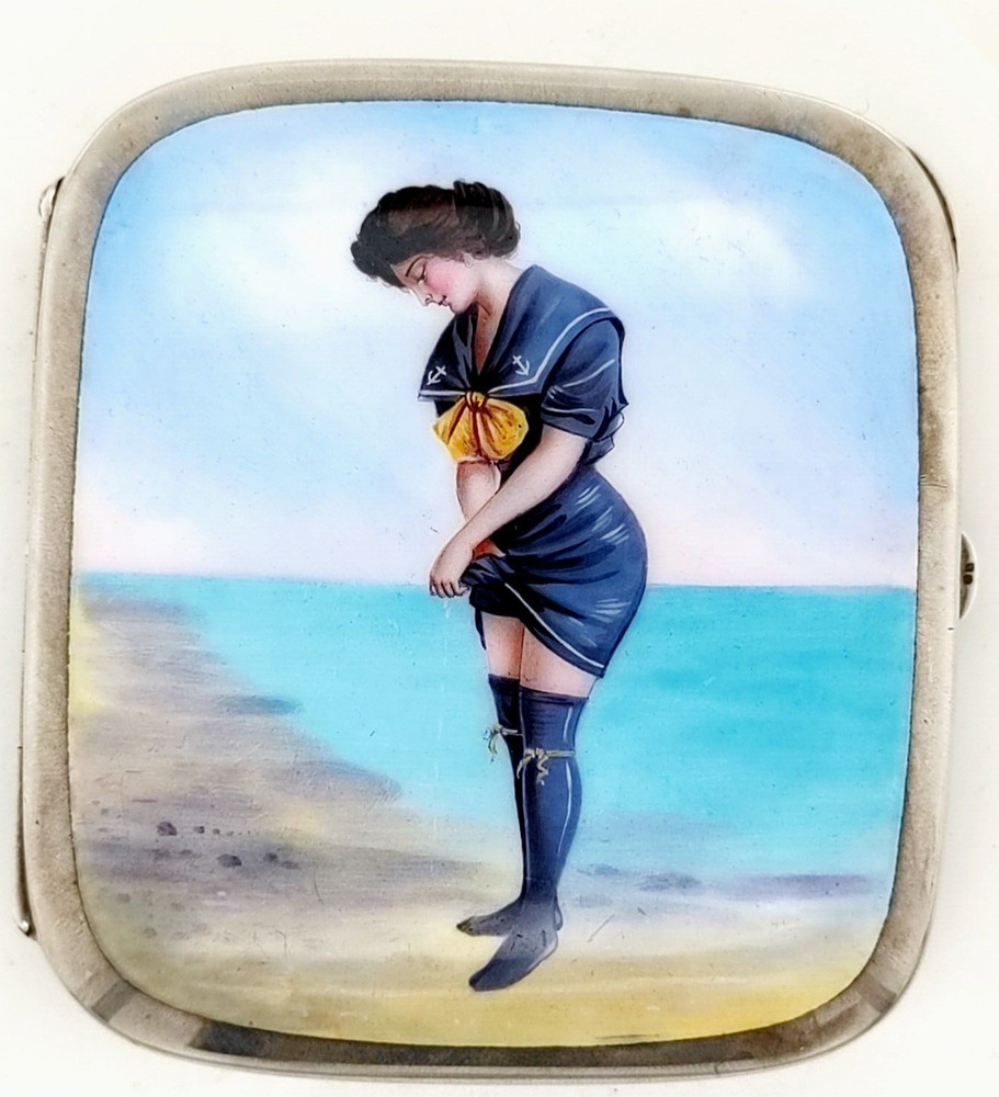 Charming Silver Cigarette Case with Fine Enamelled Scene