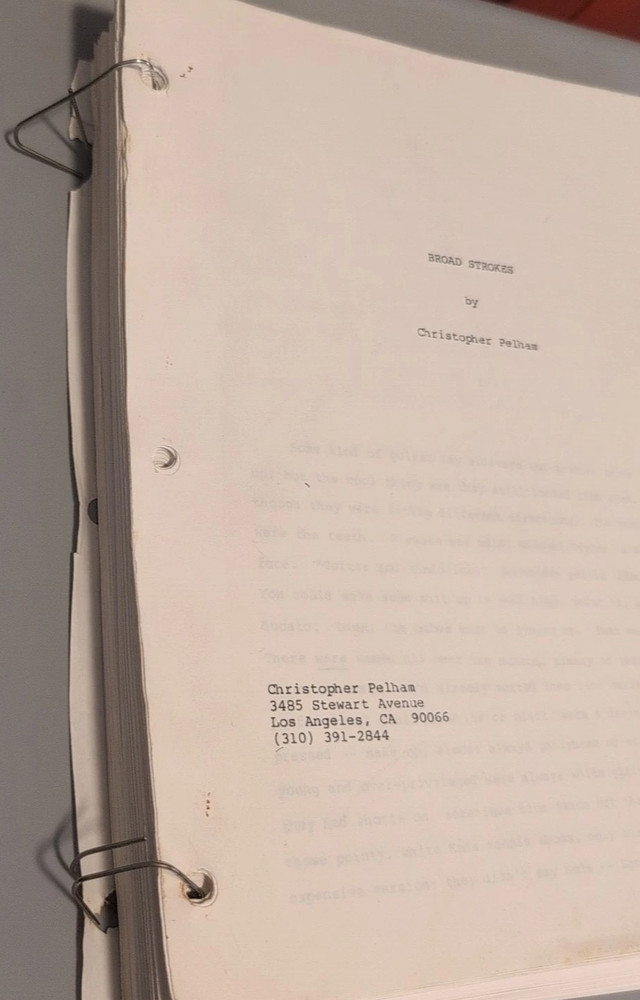 Broad Strokes Script By Christopher Pelham 312 Pages (Listing #260)