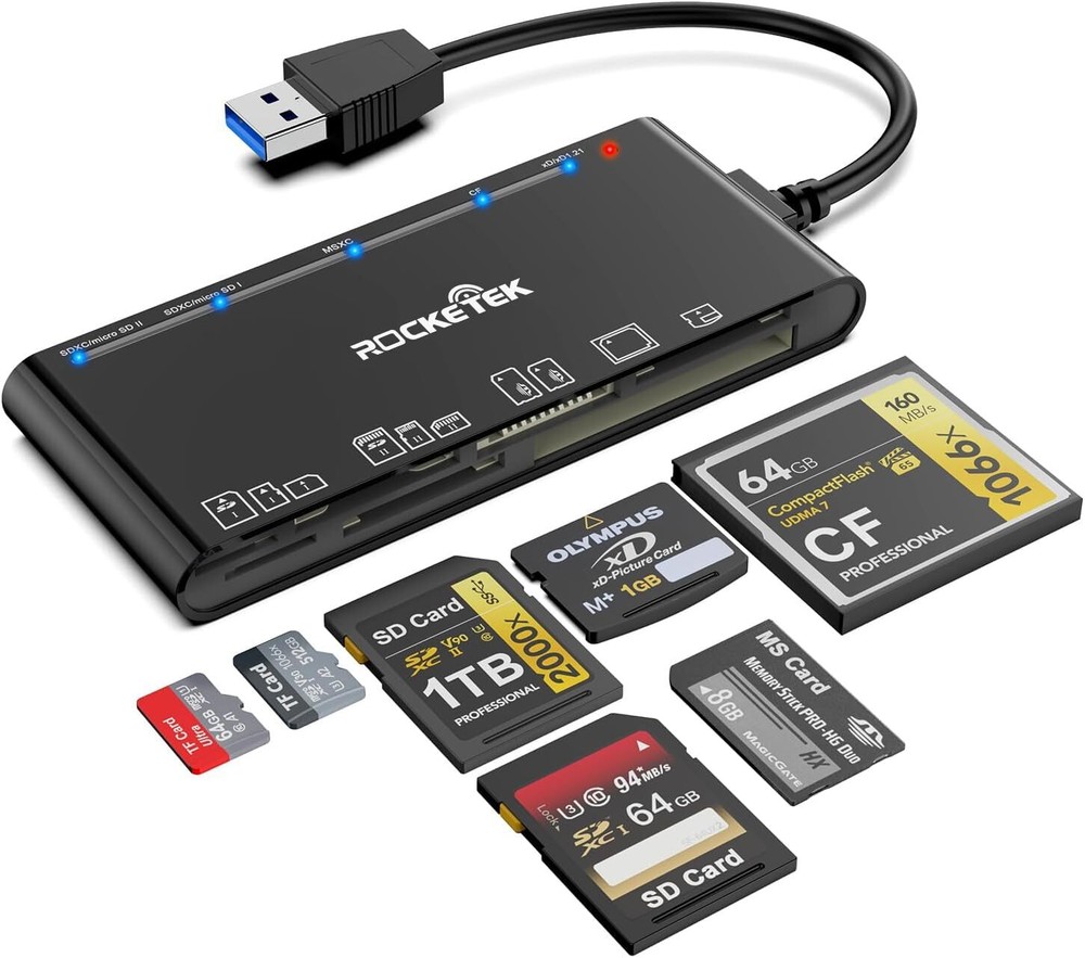 USB 3.0 Multi Card Reader for SD/Micro SD/TF/XD/CF/MS - 7-in-1 Memory Card Re...