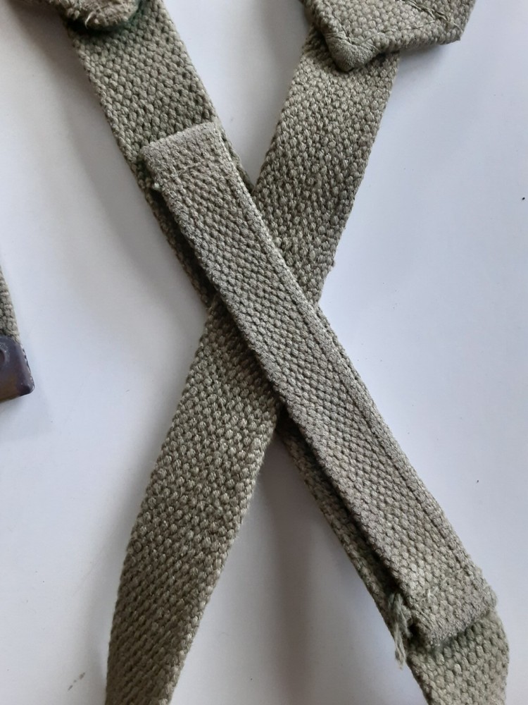British WW2 Khaki Web Support Braces nicely Un Marked Olive Shade
