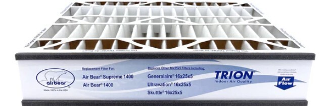 Trion Air Bear 255649-105 (2 Pack)- Pleated Furnace Air Filter 16"x25"x5" MERV 8