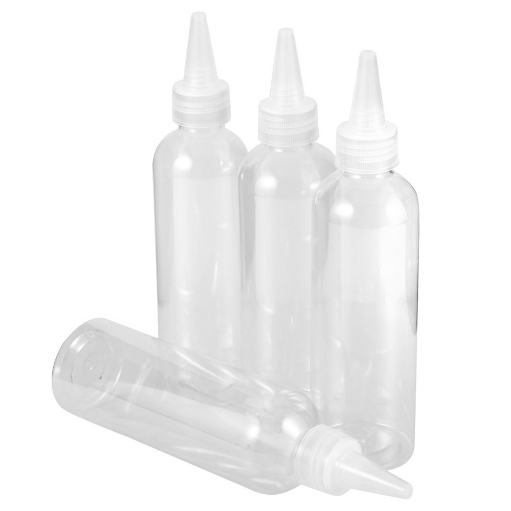 4 Pcs 200 Ml Plastic Squeeze Bottles with Transparent Tips for Glue Application