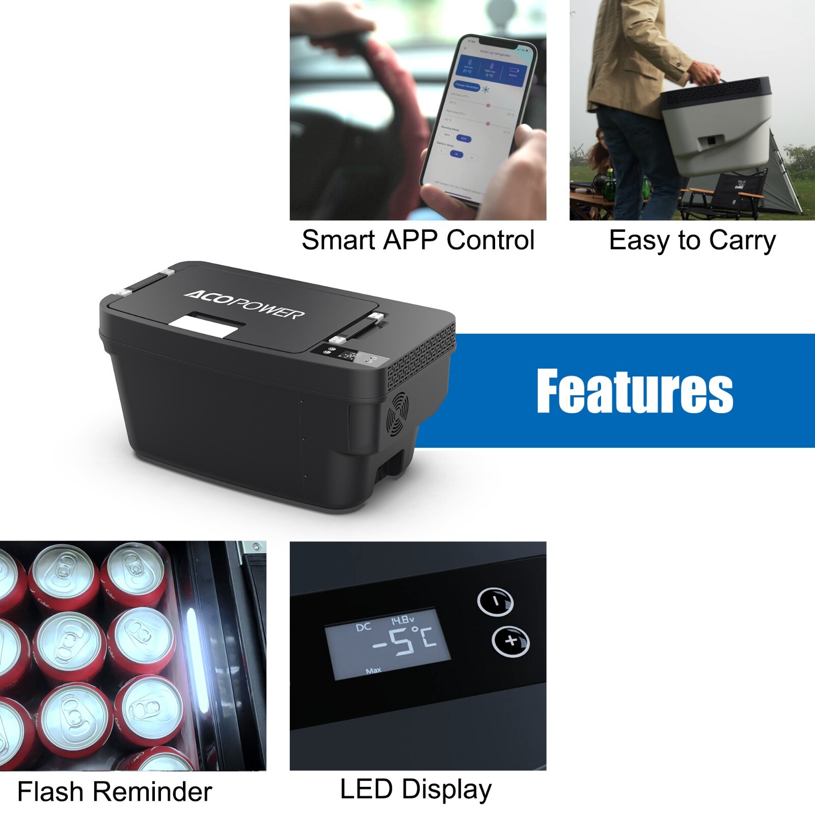 ACOPOWER TesFridge 35Qt Car Refrigerator Car Fridge for Tesla Model Y