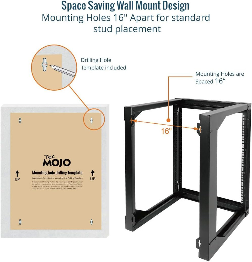 Tecmojo 12U Wall Mount Server Rack, Open Frame Network Rack for 19" Computer/Av/