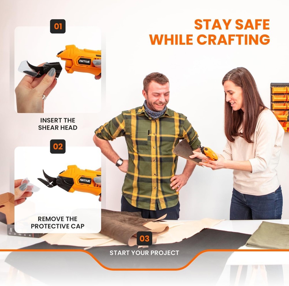 Electric Scissors Cutting Fabric Cardboard Plastic Cordless Rechargeable Tool