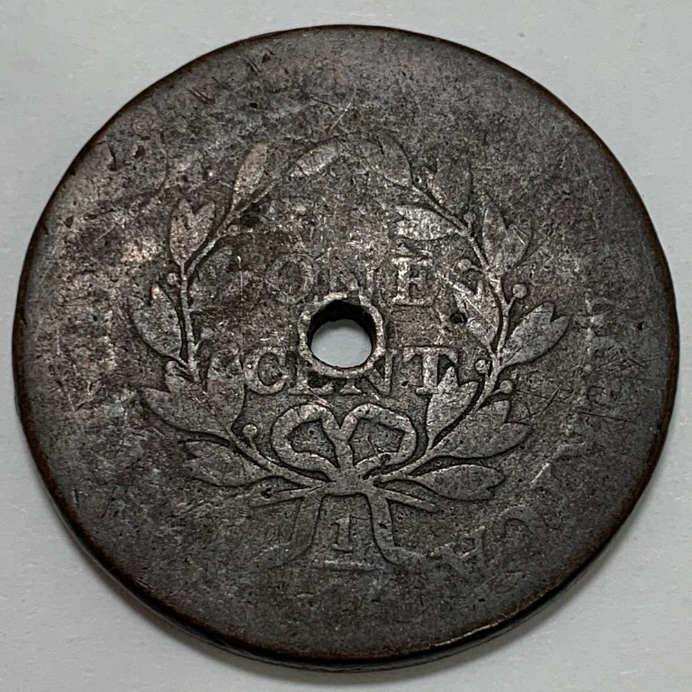 1798 1C Draped Bust Large Cent: Holed