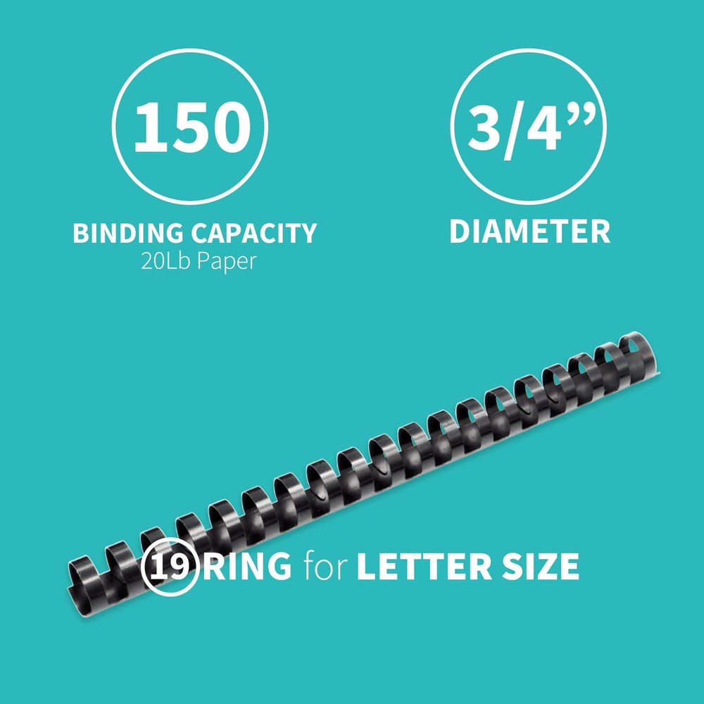 30 Pack Plastic Binding Comb Spines, 3/4 Inch Diameter, 150 Sheet Capacity, 1...