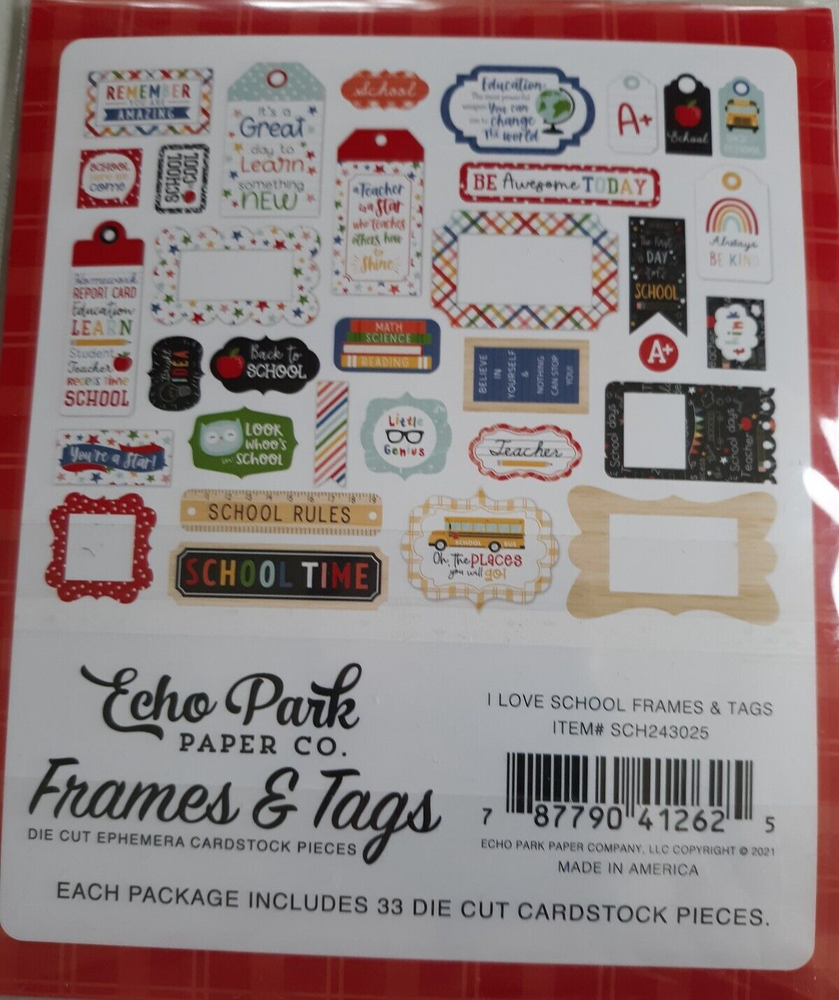 ECHO PARK" I LOVE SCHOOL " FRAMES & TAGS~ SCHOOL~ EDUCATION