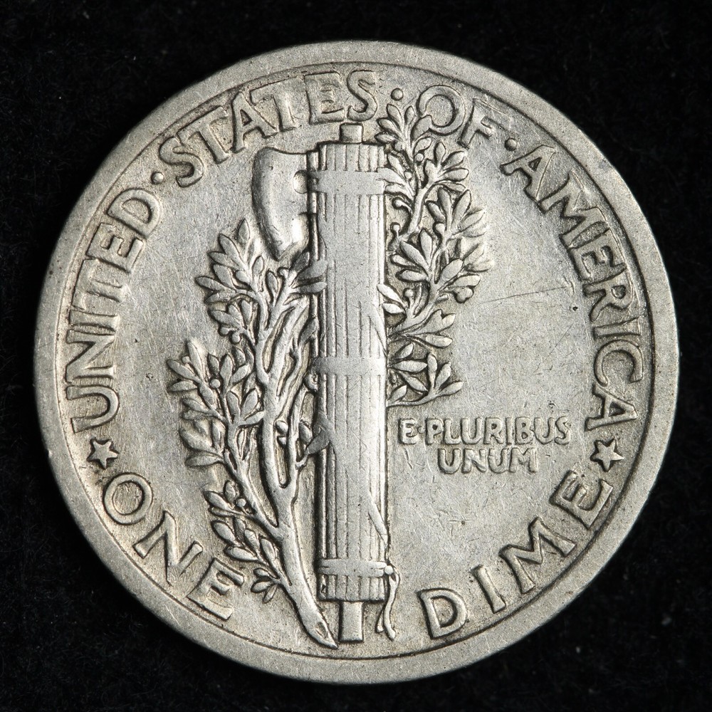 1923 Mercury Silver Dime AU E296 AKE