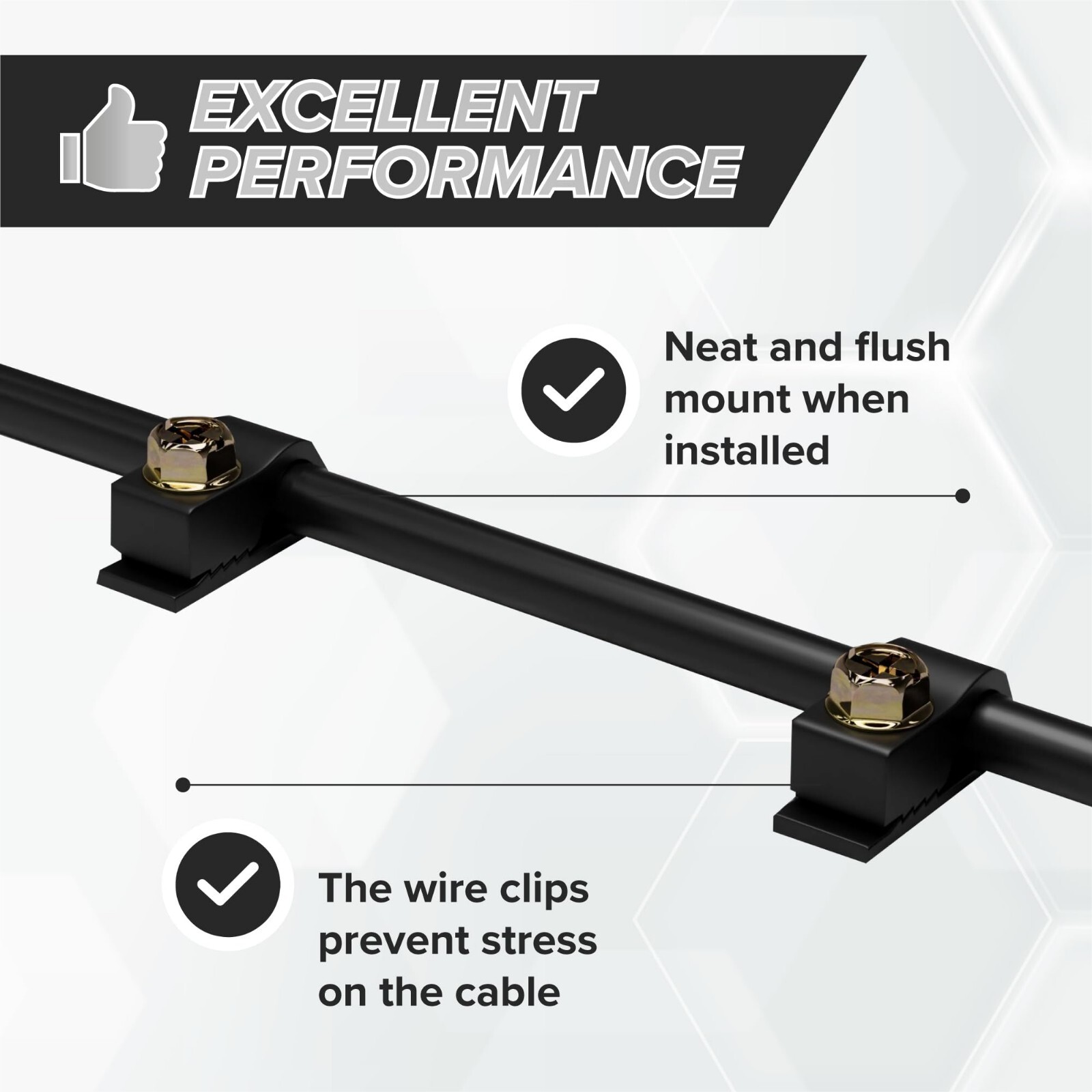 100 PACK RG6 Cable 1" Black Screw Coax FLEX CLIPS Wire TV Mounting Wall Floor