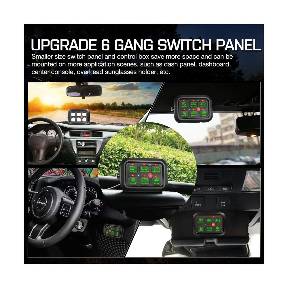 6 Gang Switch Panel, Auto Power Plus Automatic Dimmable Switch Pod Panel Circ...