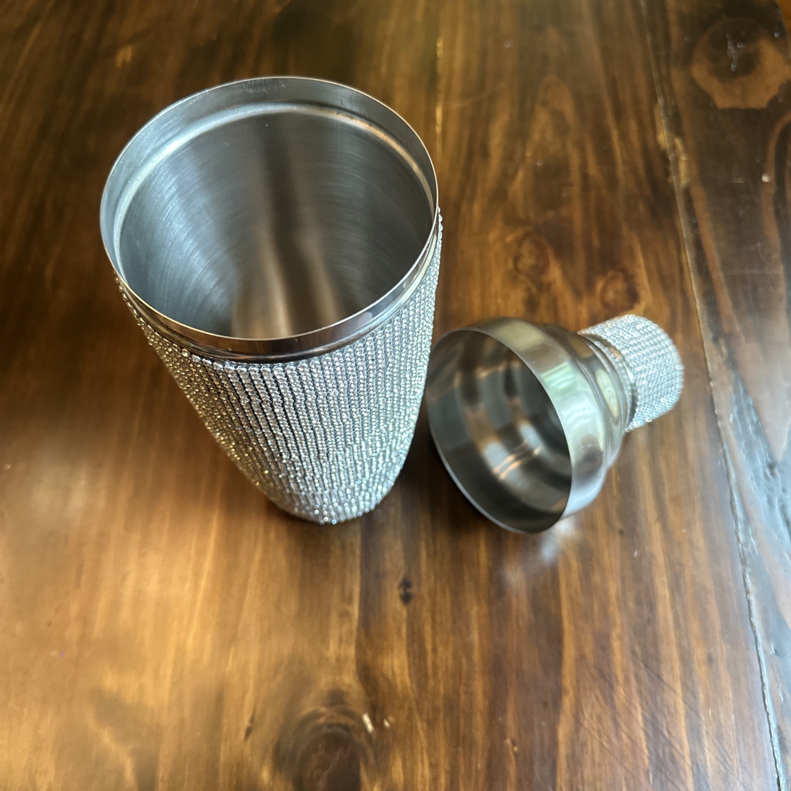 Rhinestone Cocktail Shaker Silver Stainless Steel 1 Piece Medium