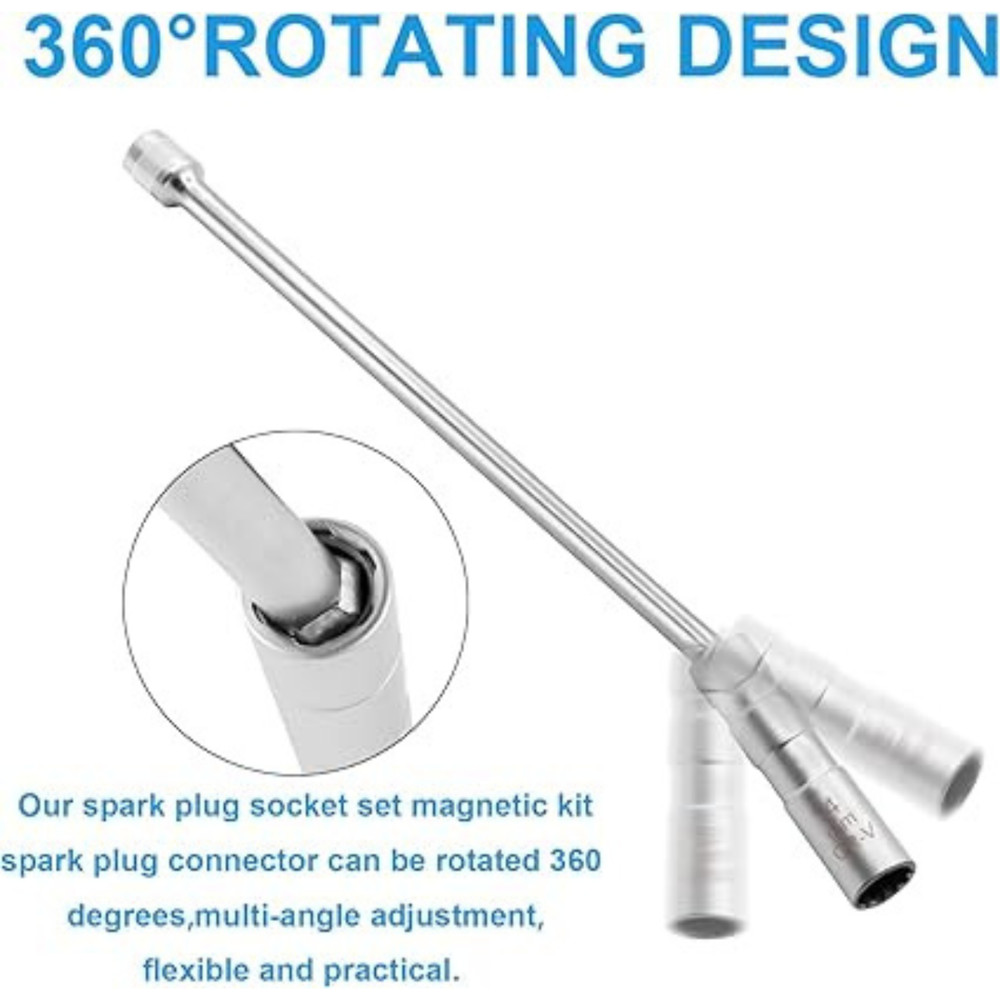 14mm Thin Wall Magnetic Swivel 3/8"Spark Plug Socket 12-Point Removal Tool