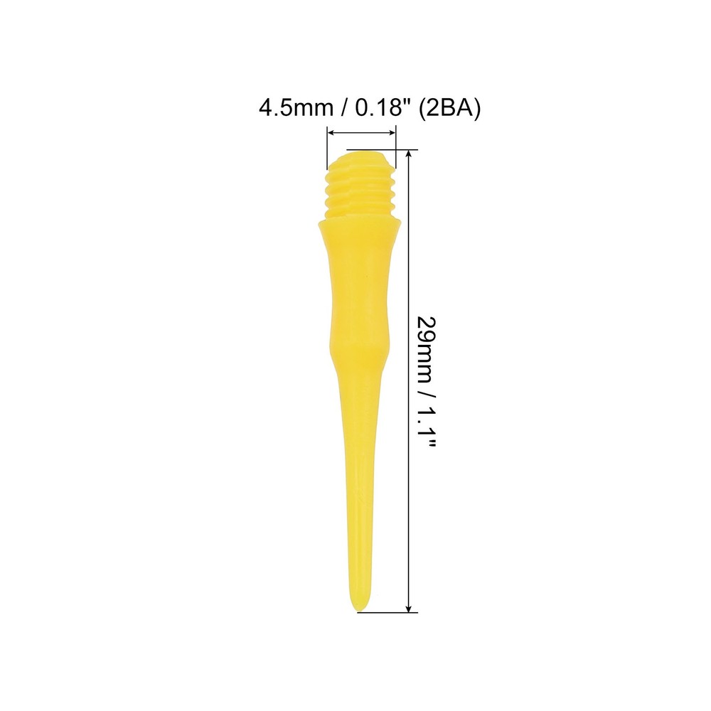 60Pcs 2BA Thread Plastic Soft Dart Tips Replacement Dart Accessories, Yellow