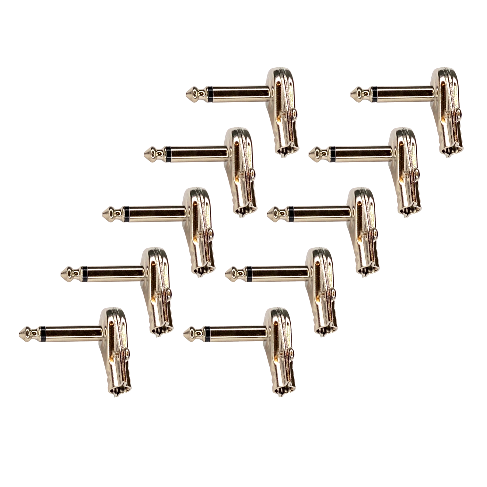 Pancake 1/4" inch 6.3mm right angle 90 degree mono male jack plugs (10) Pack