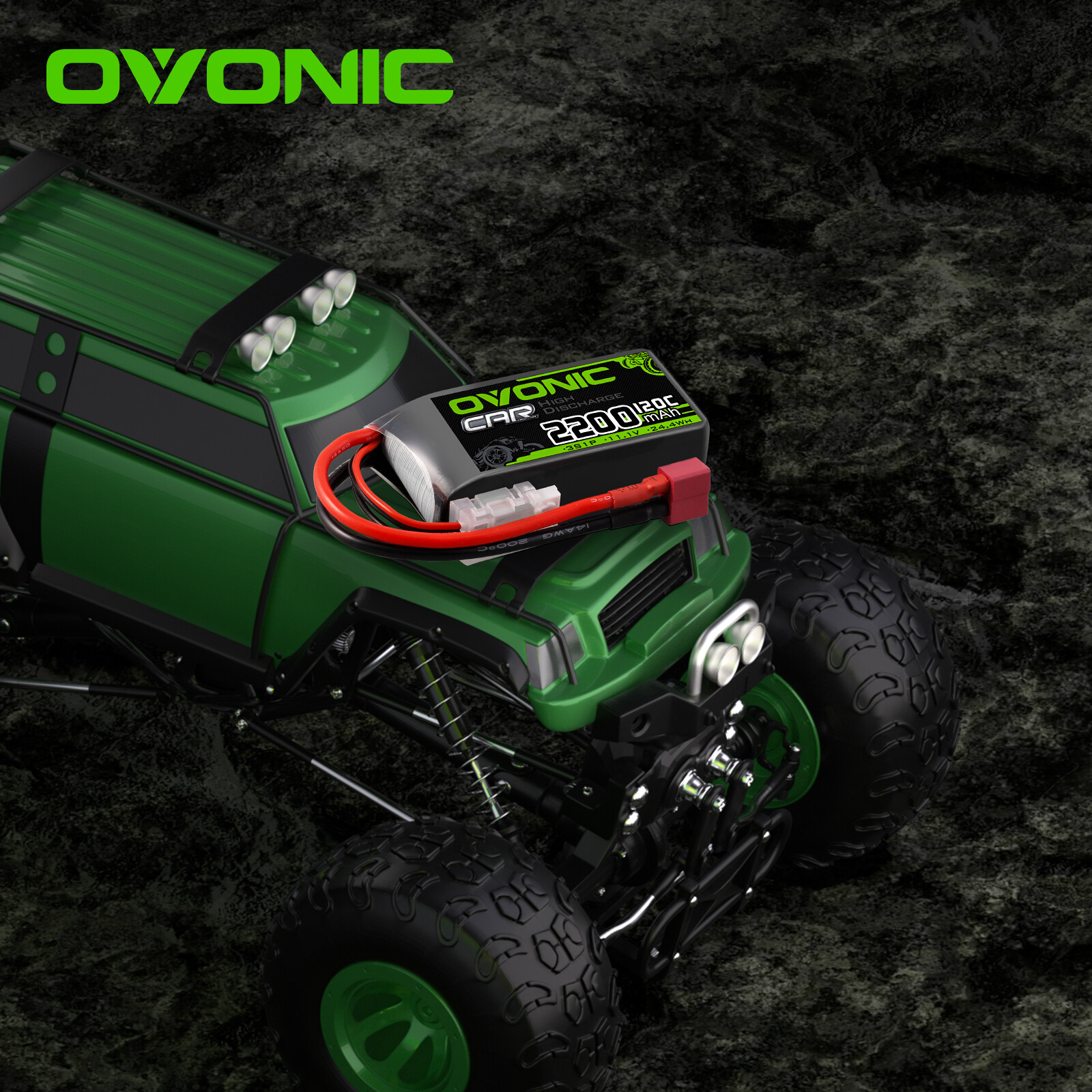 2X OVONIC 11.1V 120C 2200mah 3S Lipo Battery Deans for RC Car truck Airplane