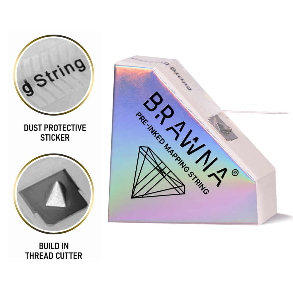 BRAWNA White Brow Mapping String for Eyebrow Measuring - Microblading Supplies