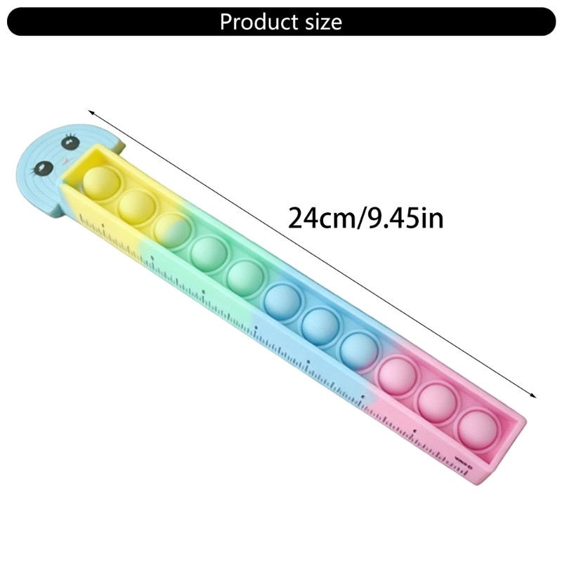 Squeeze Activated Double Scale Ruler Soft Silicone Learning Instrument for