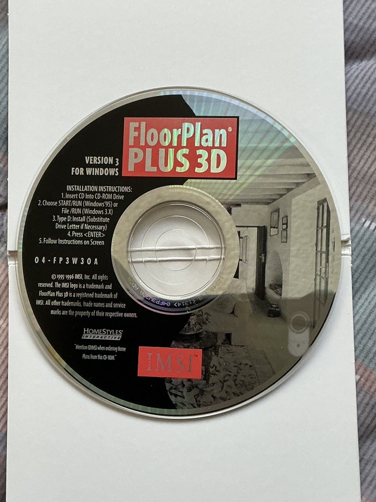 IMSI FloorPlan Plus 3D Garden Designer PC Software. CD’s & Floopy disk