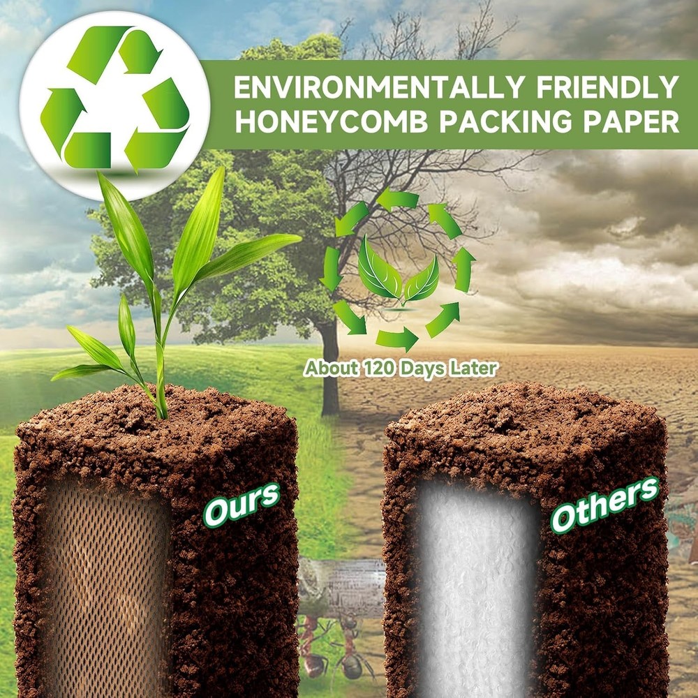 Honeycomb Packing Paper Wrap 15''x328', Substitute Alternative for Bubble Cus...