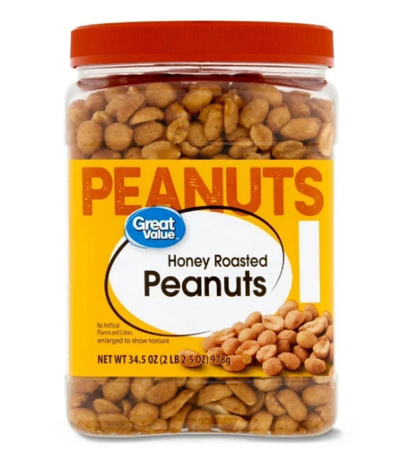Great Value Honey Roasted Peanuts, 34.5 oz